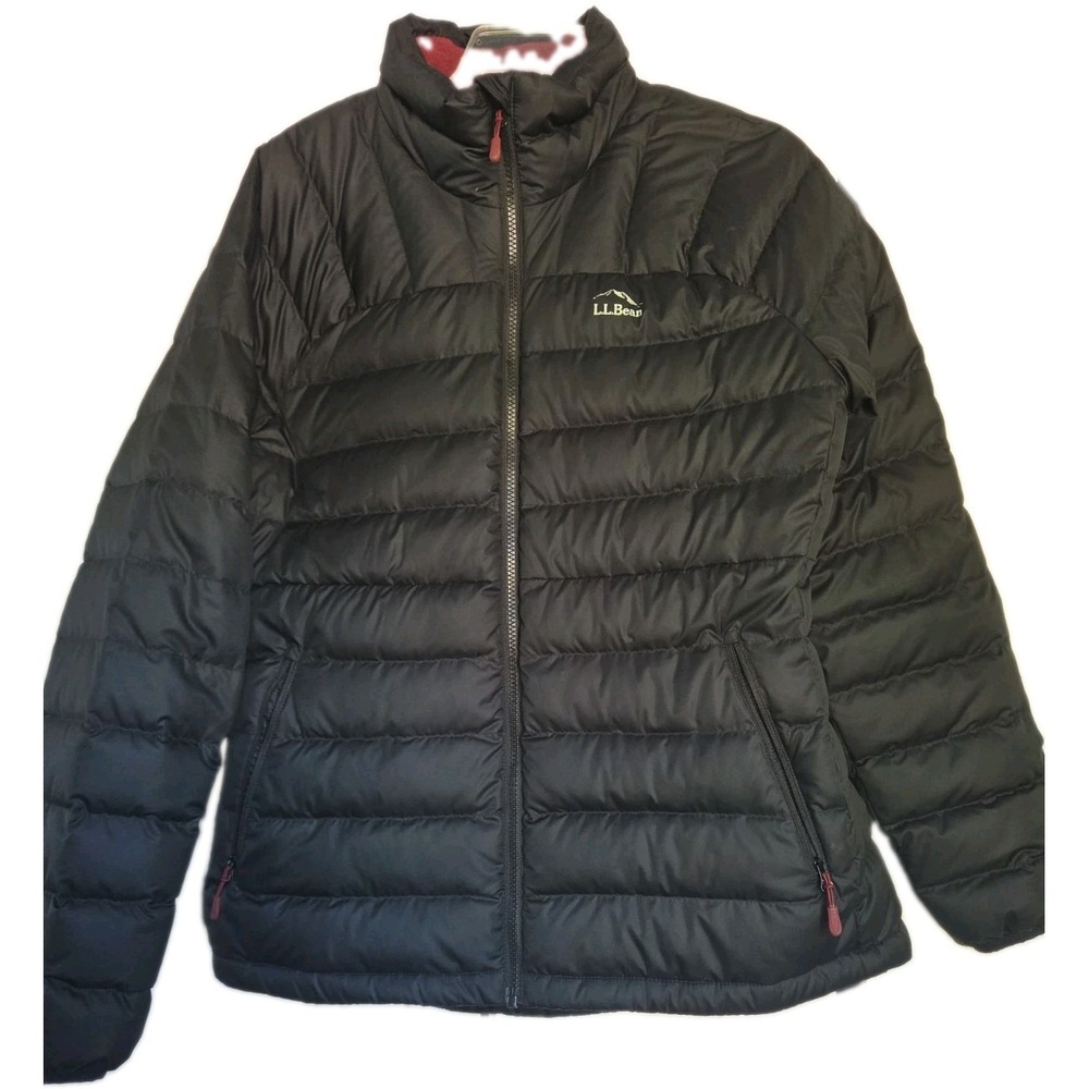 LL BEAN 650 Down Coat Jacket Fleece Lined Black Womens Large